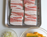 絶品♡豚バラとかぼちゃの甘酢ねぎだれ炒め作り方1写真