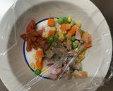 レンジさっぱりクリーミー梅味噌炒飯弁当作り方3写真