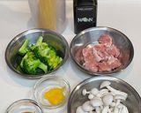 チキンとブロッコリーの柚子パスタ作り方1写真