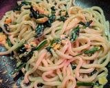 簡単★昼食！法蓮草とたまごの焼きうどん作り方5写真