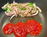 ランチやお弁当に。ひき肉とハムの旨みナポリタン作り方5写真