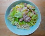 豚キャベツ炒めの塩ラーメン風焼きつけ麺作り方5写真