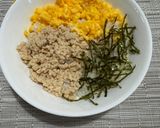 簡単しっとり鶏そぼろの三色丼作り方7写真
