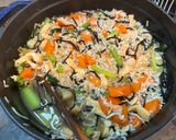 小松菜としらすのストウブ炊込み玄米ご飯作り方4写真
