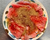 漬けマグロ丼の黄身しょう油がけ作り方3写真