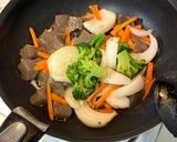【ヘルシー】合挽肉と蒟蒻と野菜の中華炒め作り方3写真