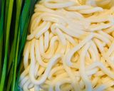 カリッもちっと、うどんとニラのチヂミ作り方1写真