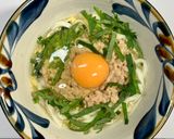 即席の卵スープと挽き割り納豆うどん作り方7写真