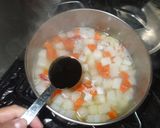 味噌鍋♪簡単大根ネギ豚肉人参作り方5写真