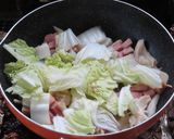 舞茸ベーコン白菜のニンニクオリーブ油の炒めパスタ作り方6写真