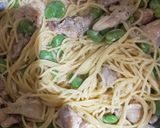 鶏肉とそら豆のクリームパスタ作り方7写真