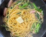 菜の花とベーコンのにんにく醤油パスタ作り方10写真