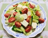 暑い日夕飯簡単レタストマト胡瓜豆腐サラダ作り方7写真