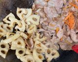 豚バラ、厚揚げ、れんこんの炒め物作り方6写真