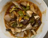洋風シーフードおこわ味根菜茄子甘酢酢豚作り方14写真