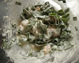 鶏肉と新玉ねぎの葉のかき揚げ作り方3写真