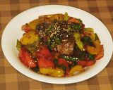 牛肉と彩り野菜のXO醤炒め作り方7写真