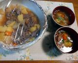 レンジで時短にも！南瓜の煮物or肉じゃが作り方55写真