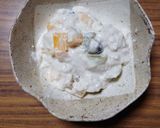 ヨウサマの減塩柿·葡萄·桃白和え作り方3写真