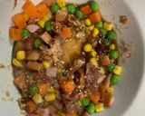 全てレンジ中華風梅シーフード風味炒飯弁当作り方5写真