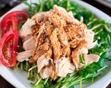 蒸し鶏と豆苗の胡麻マヨドレッシングがけ作り方4写真