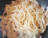 三つ葉と春菊と豚バラ肉の焼きうどん作り方8写真