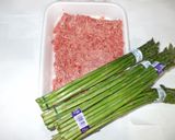 アスパラひき肉オイスターソース炒め♪簡単作り方1写真