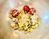 冷製パスタ！夏野菜のクリチ梅ダシダハニー作り方1写真