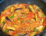 レンジ蒸しナスで★ジューシーな麻婆ナス丼作り方7写真