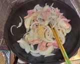 菜の花ベーコンしめじコーンのスープパスタ作り方1写真