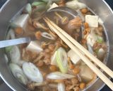 豆腐となめこ長ネギの味噌汁作り方4写真