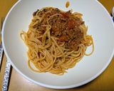 トマトジュースで作るトマトとひき肉パスタ作り方7写真