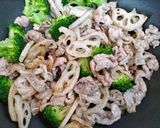 簡単夕飯主菜れんこんブロッコリー豚こま中華炒め作り方8写真