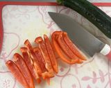 ズッキーニとパプリカのひき肉餡がけ作り方1写真