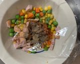 全てレンジクリーミー味噌キムチ炒飯弁当作り方3写真