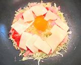 簡単ヘルシー！ハムチー玉子のキャベツ焼き作り方2写真