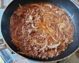春菊とひき肉の卵とじ丼作り方3写真