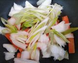 今夜の夕飯！豚バラ白菜八宝菜中華丼主菜作り方10写真