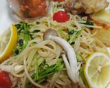 豆苗としめじの彩りレモンパスタ作り方8写真