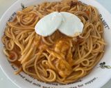 モッツァレラとミートのスパゲッティ作り方5写真