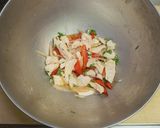 鶏肉とパプリカと新生姜の冷製パスタ作り方4写真