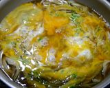 簡単！豆苗たまご丼　カツ添え作り方4写真