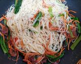 夏の夕飯！小松菜コンビーフチャンプル素麺作り方5写真