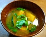 かぼちゃとセルバチコのお味噌汁作り方4写真