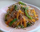 レンジで簡単♡彩野菜とひき肉のチャプチェ作り方4写真
