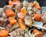 キャベツ人参豚バラ、舞茸、玉ねぎスープ作り方1写真