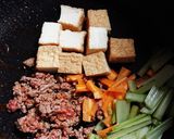 小松菜と厚揚げのピリ辛ひき肉あんかけ作り方6写真
