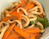 ジンギスカンを使った簡単野菜焼きうどん作り方3写真
