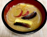 味噌汁　さつま芋・なす・玉ねぎ作り方9写真