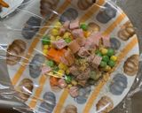レンジ簡単クリーミーチャプチェ味炒飯弁当作り方3写真